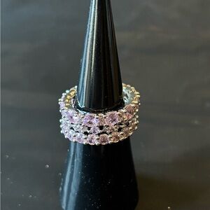 Elegant Silver and Pink Gemstone Ring